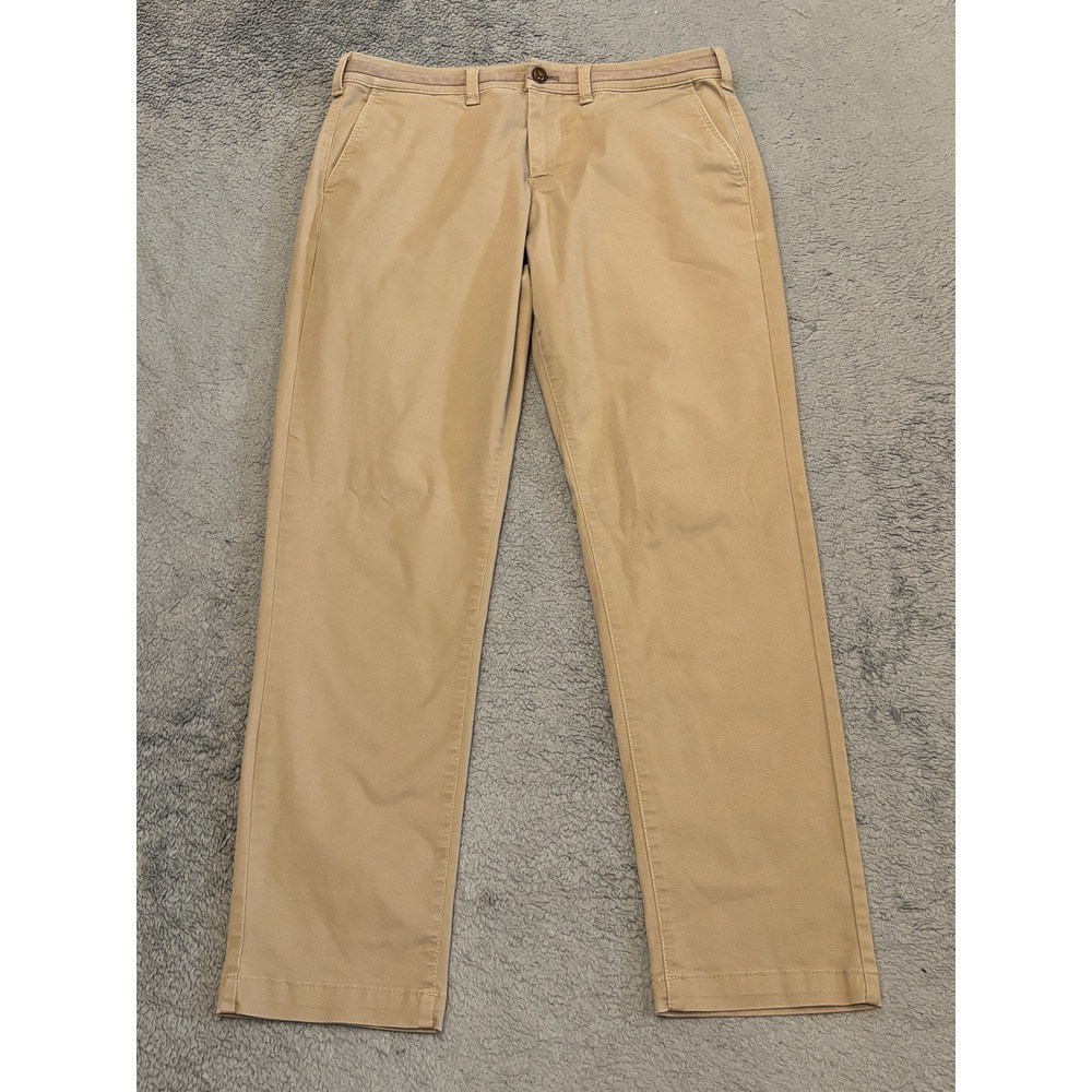 Express Chino Pants Mens 32x32 Beige Hyper Stretch Athletic Slim Fit 33x30
